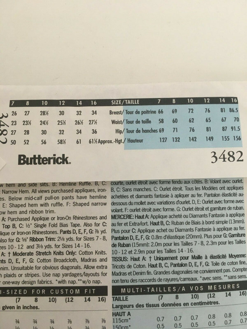 Butterick Sewing Pattern 3482 Girls Summer Shirt Pants Y2K Ruffle Hem 7 8 10 UC