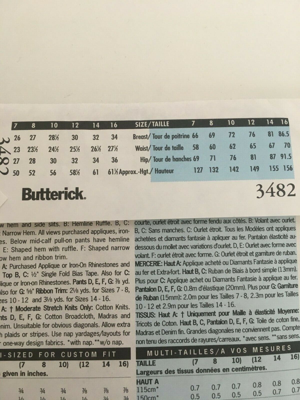 Butterick Sewing Pattern 3482 Girls Summer Shirt Pants Y2K Ruffle Hem 7 8 10 UC