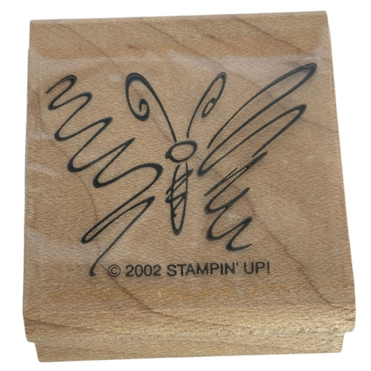 Stampin Up Wood Rubber Stamp Butterfly Scribble Wings Watercolor Card Making Art