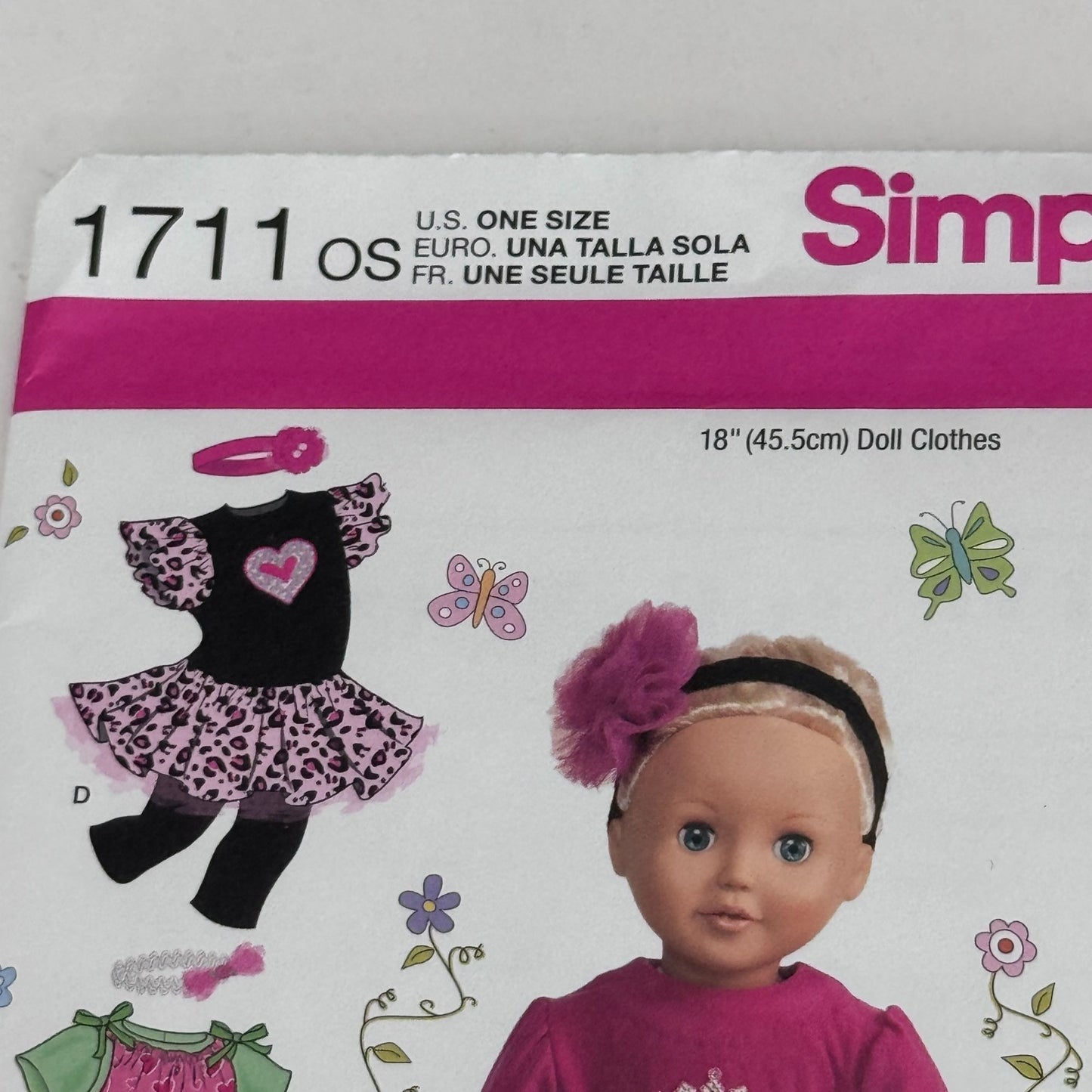 Simplicity Sewing Pattern 1711 Doll Clothes Clothing 18 Inch Dress Leggings UC Headband