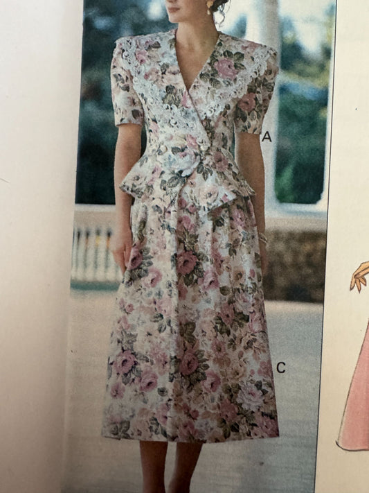 Butterick Sewing Pattern 5311 Top Peplum Skirt Split Skirt Easy 1990s UC 6 8 10