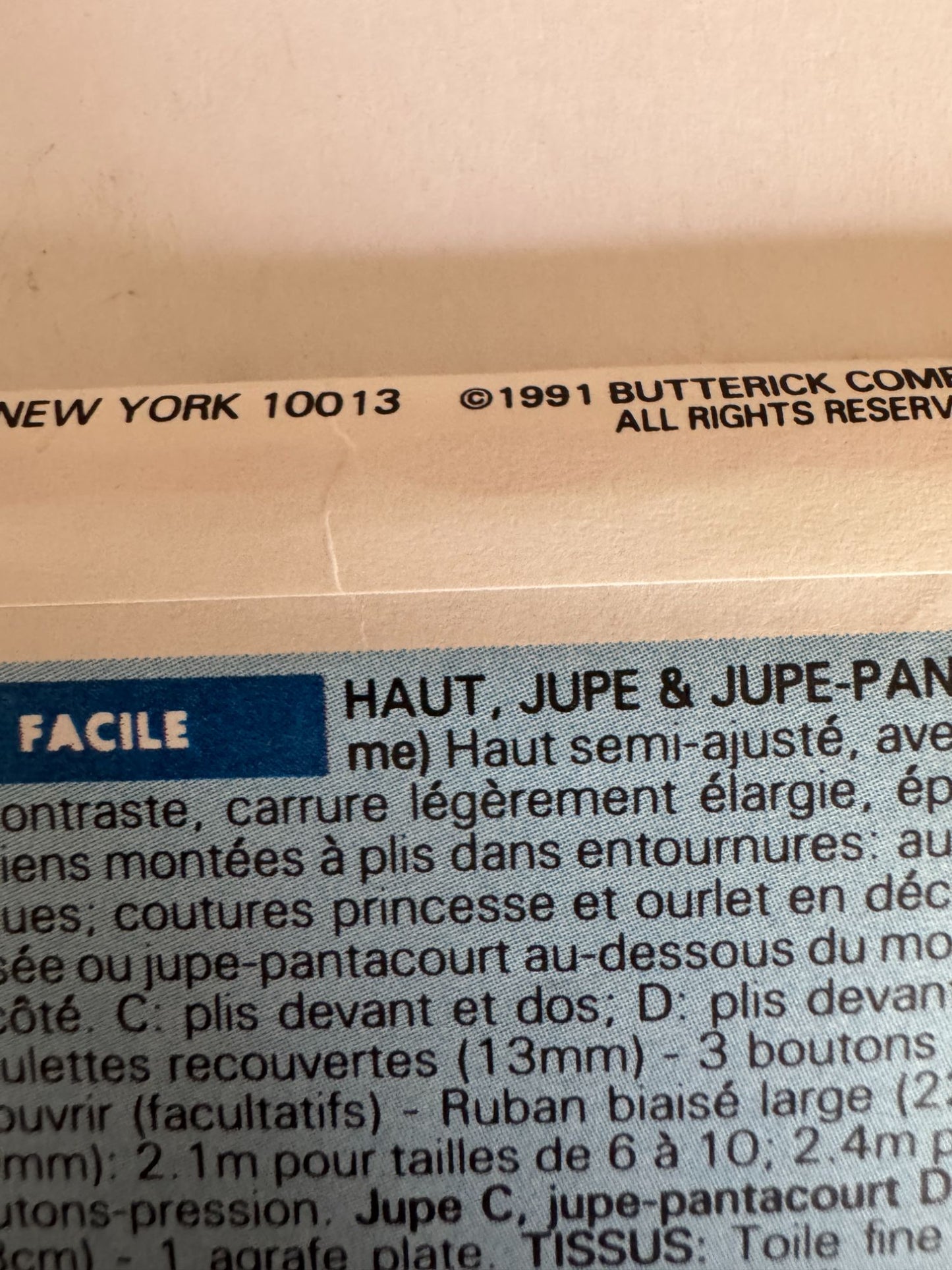 Butterick Sewing Pattern 5311 Top Peplum Skirt Split Skirt Easy 1990s UC 6 8 10