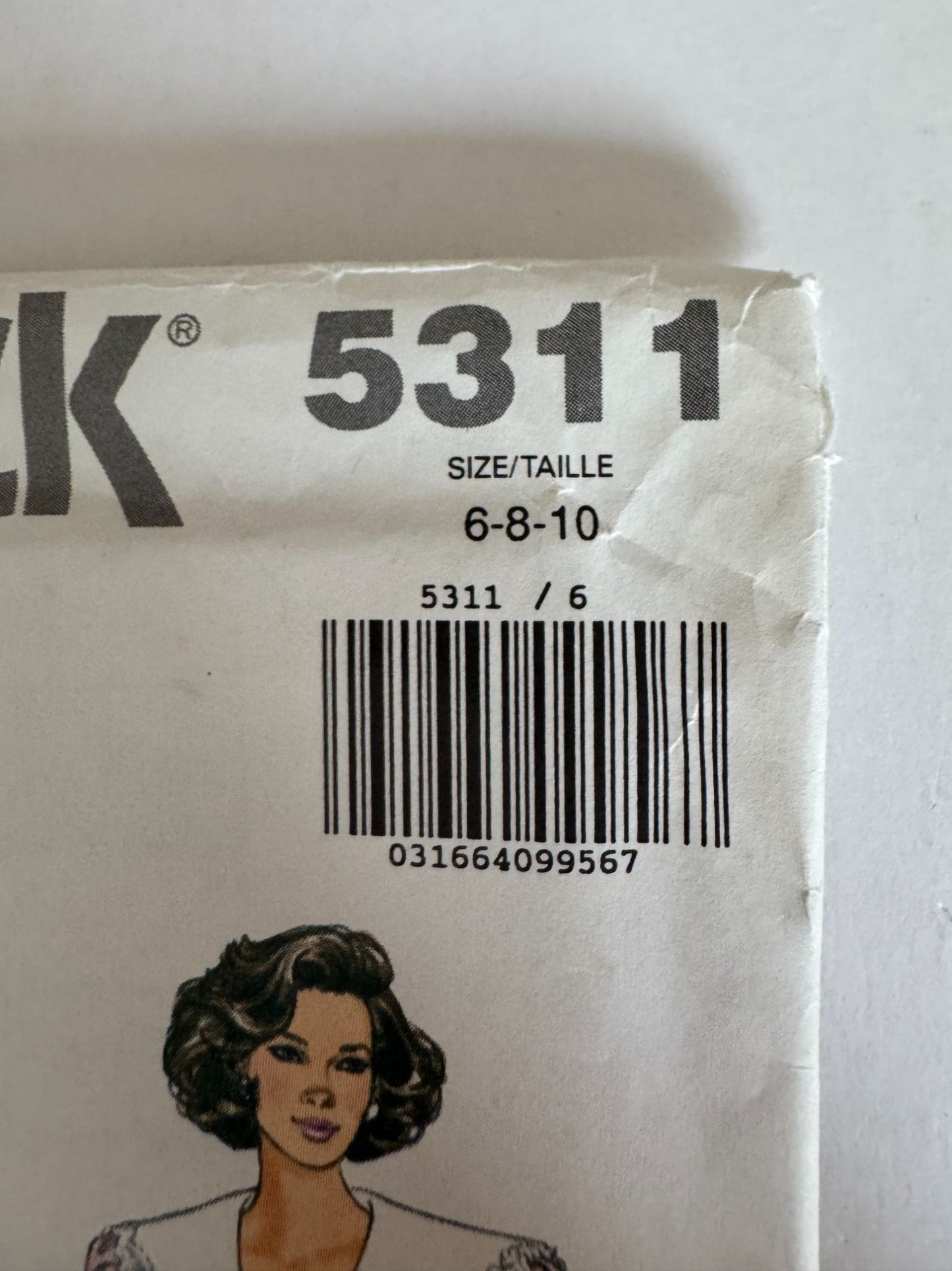 Butterick Sewing Pattern 5311 Top Peplum Skirt Split Skirt Easy 1990s UC 6 8 10