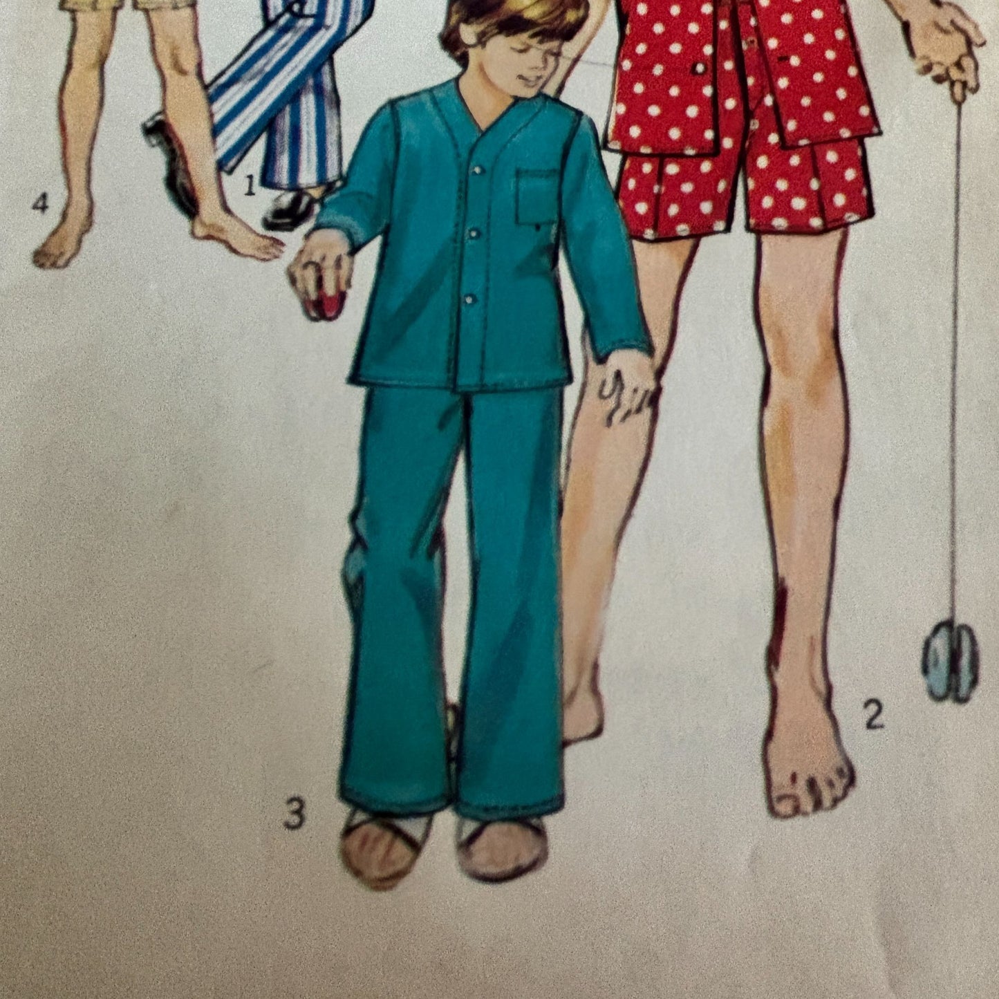 Simplicity Sewing Pattern 6427 Boys Pajamas 70s Retro Sleepwear Set Boys 10 12 Kids Uncut