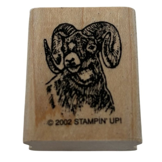 Stampin Up Rubber Stamp Ram American Bighorn Sheep Big Horn Mountain Animal Head
