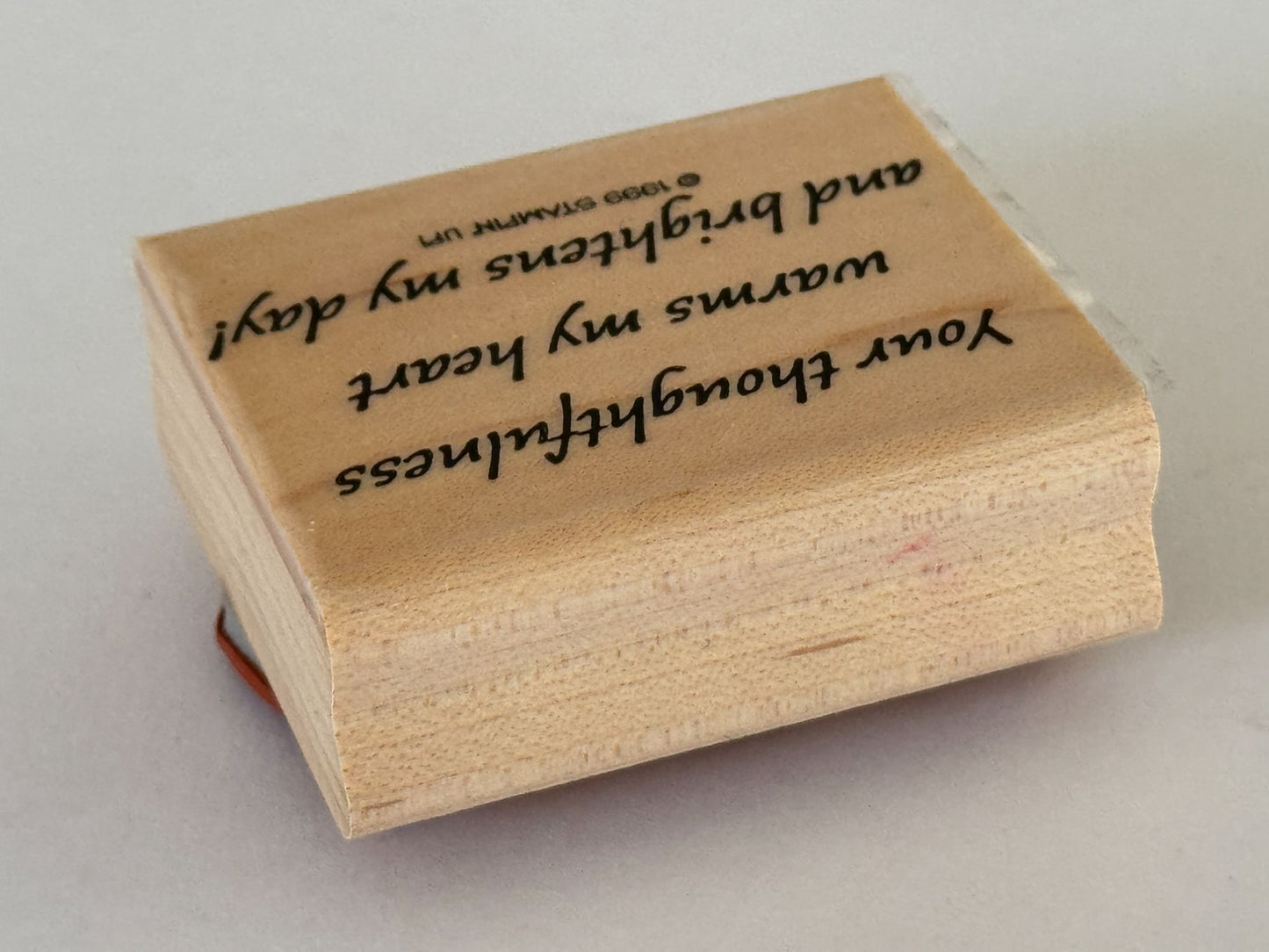 Stampin Up Rubber Stamp Your Thoughtfulness Warms My Heart Thank You Card Words