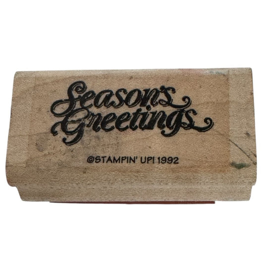 Stampin Up Rubber Stamp Seasons Greetings Words Holiday Christmas Card Making