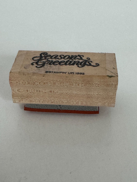 Stampin Up Rubber Stamp Seasons Greetings Words Holiday Christmas Card Making