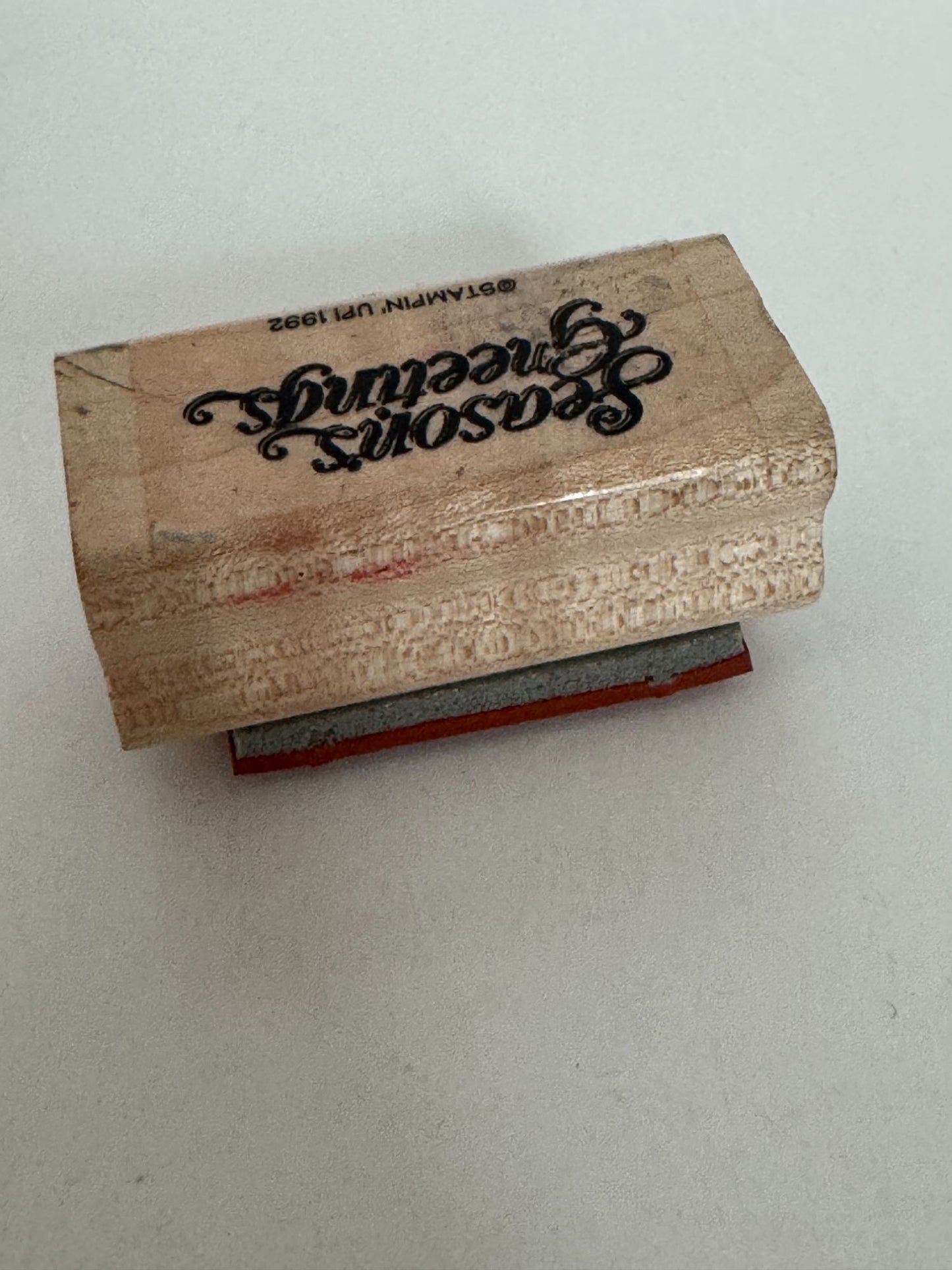 Stampin Up Rubber Stamp Seasons Greetings Words Holiday Christmas Card Making