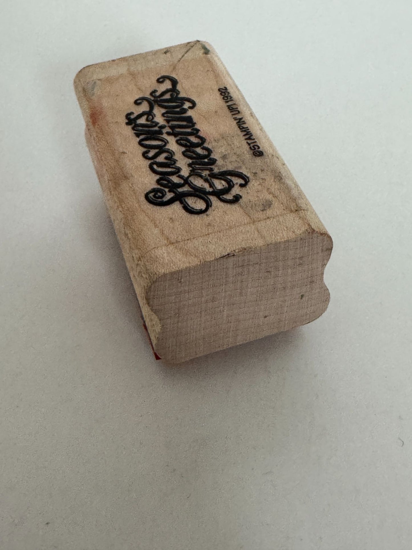 Stampin Up Rubber Stamp Seasons Greetings Words Holiday Christmas Card Making