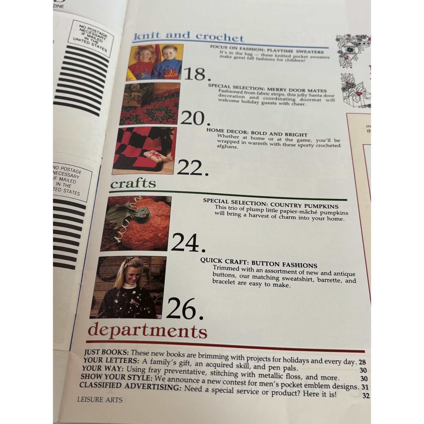 Leisure Arts Magazine October 1990 Cross Stitch Patterns Crafts Halloween Treats