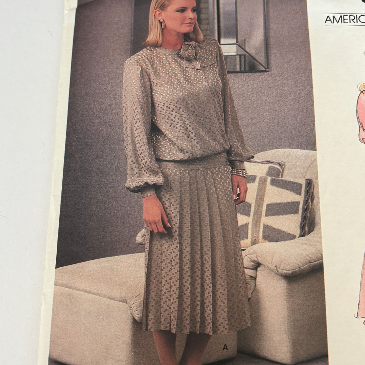 Vogue Sewing Pattern 1410 Albert Nipon Dress 1980s American Designer 12 Uncut
