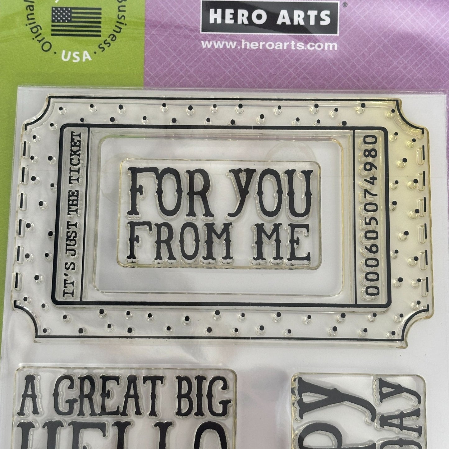 Hero Arts Poly Clear Stamps Big Ticket 4x6 Gift Tag Cardmaking Birthday Words Sentiments