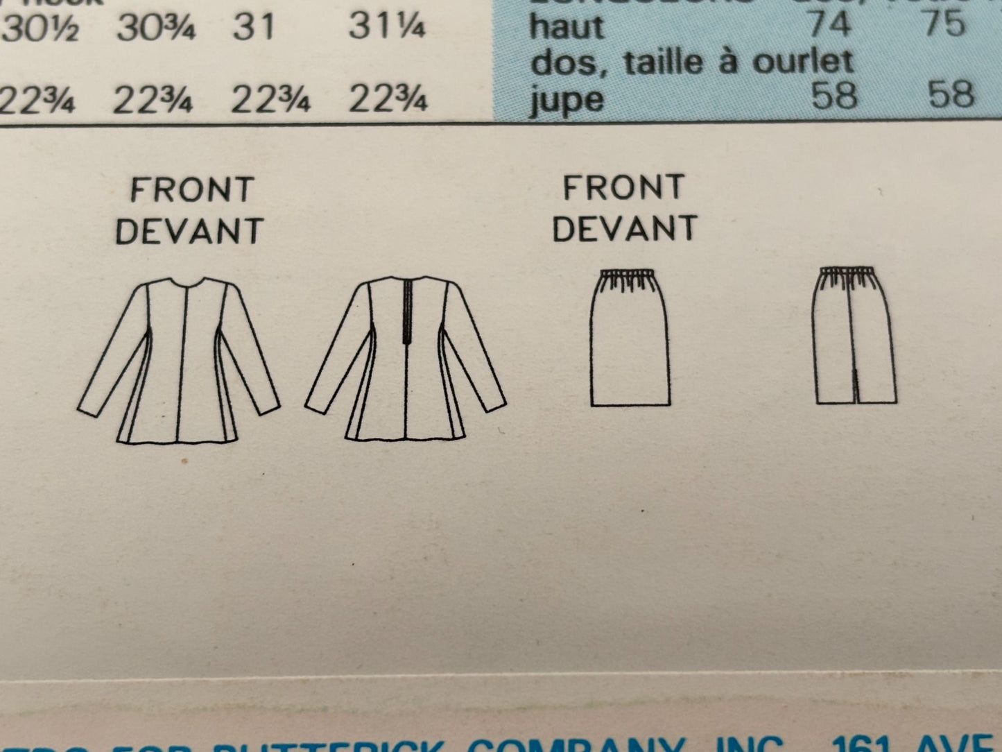 Butterick Sewing Pattern 6563 Career Outfit Top and Skirt Work 1990s 18 20 22 UC