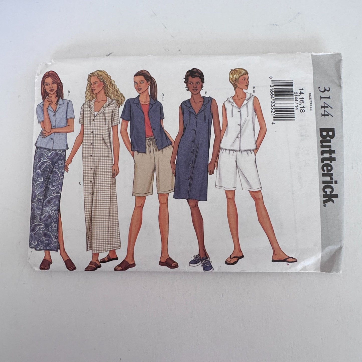 Butterick Sewing Pattern 3144 Summer Top Dress Shorts Skirt Casual 14 16 18 Uncut