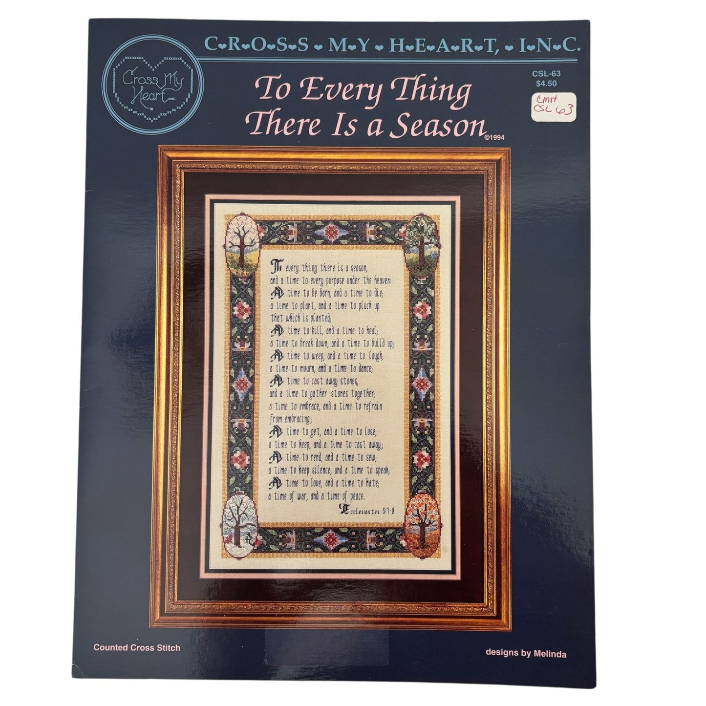Cross My Heart Cross Stitch Pattern To Every Thing There Is A Season Bible Quote