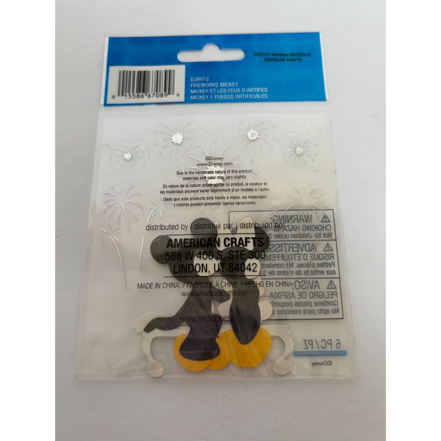 Fireworks Mickey Mouse Dimensional Stickers Disney World Vacation Couple Craft