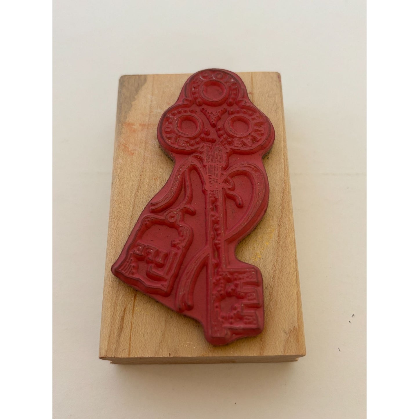 Stampers Anonymous Rubber Stamp Christian Faith Hope Love Key of Life Wood Mount
