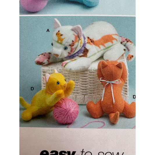 Simplicity Sewing Pattern S9837 Plush Stuffed Animals Cat Dog Bunny Rabbit Easy