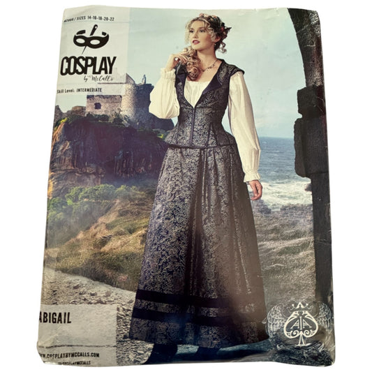 McCalls Cosplay Sewing Pattern M2089 Abigail Medieval Dress Renaissance Gown Costume 14-22 Uncut