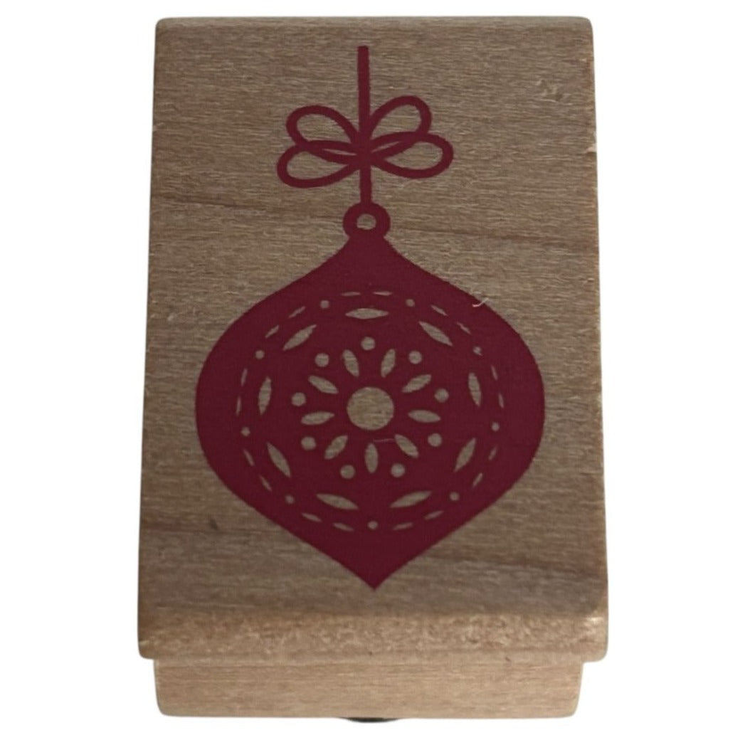 Christmas Tree Ornament Wooden Rubber Stamp Holiday Card Making Craft Small 1 in