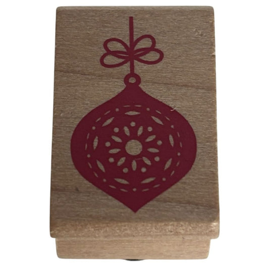 Christmas Tree Ornament Wooden Rubber Stamp Holiday Card Making Craft Small 1 in