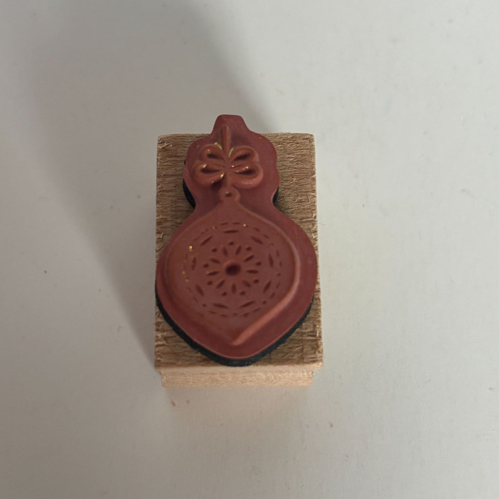 Christmas Tree Ornament Wooden Rubber Stamp Holiday Card Making Craft Small 1 in