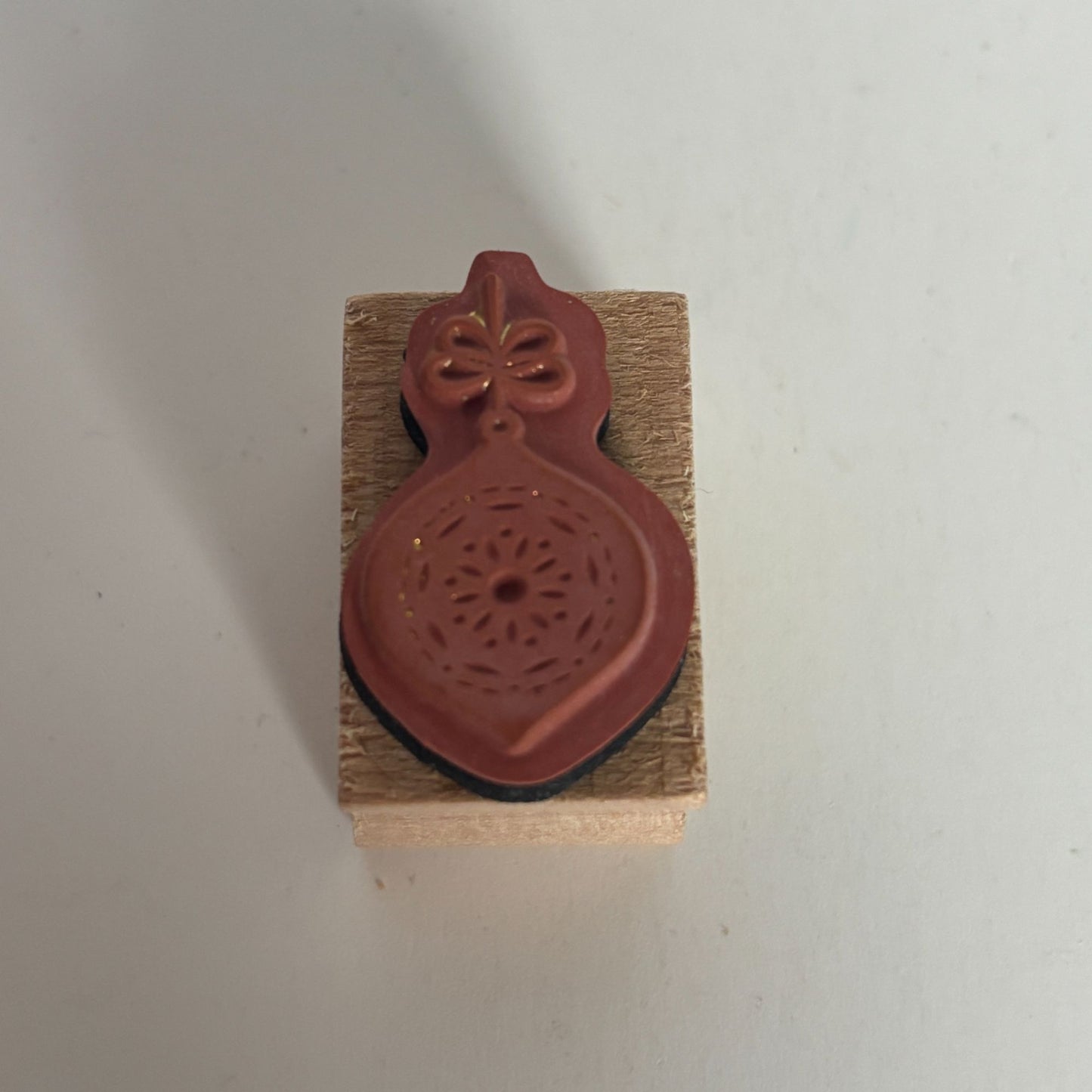 Christmas Tree Ornament Wooden Rubber Stamp Holiday Card Making Craft Small 1 in