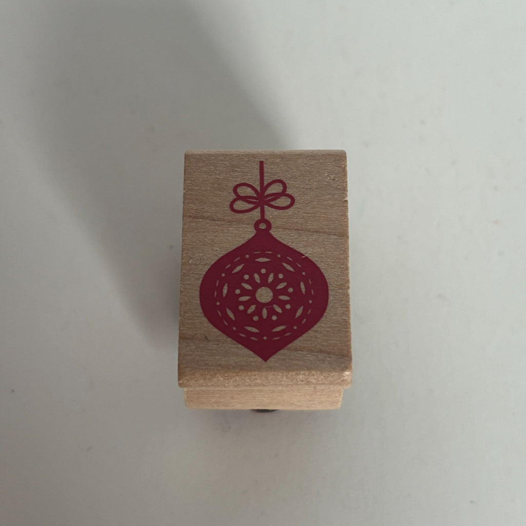 Christmas Tree Ornament Wooden Rubber Stamp Holiday Card Making Craft Small 1 in