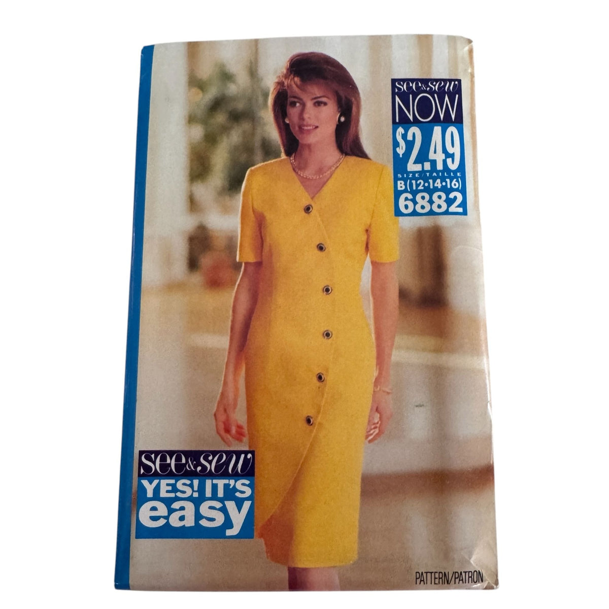 Butterick Sewing Pattern 6882 Button Front Dress Career Work 12 14 16 90s Uncut