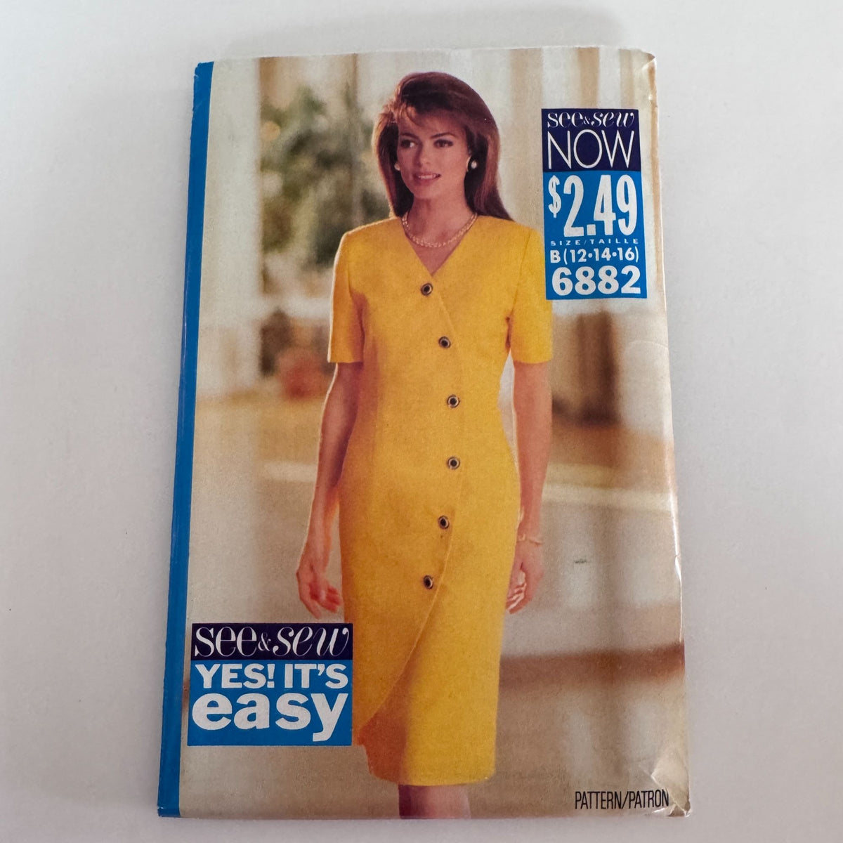 Butterick Sewing Pattern 6882 Button Front Dress Career Work 12 14 16 90s Uncut