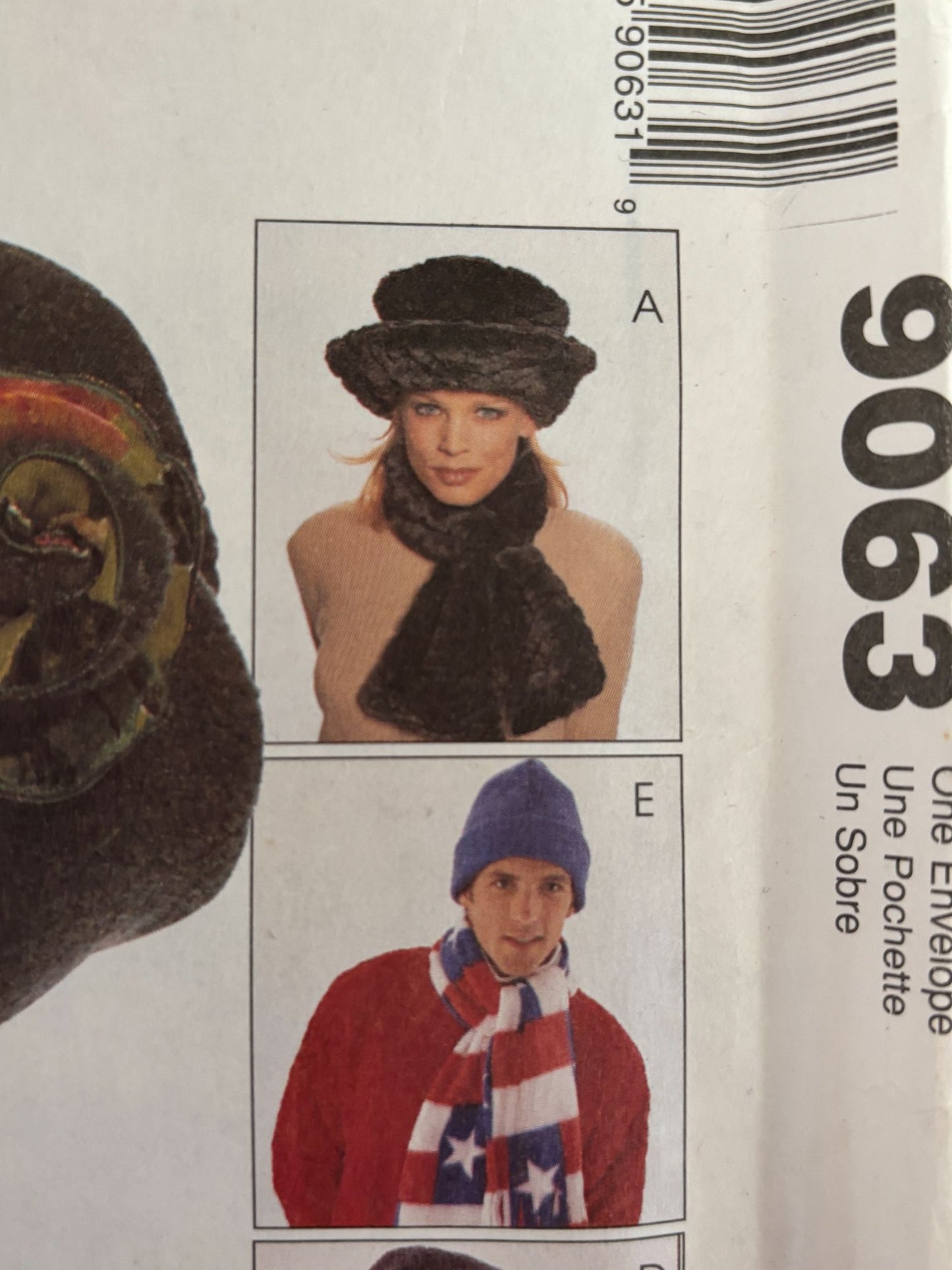 McCalls Sewing Pattern 9063 Winter Hats Scarf Neck Warmer Hood Dickie Skiing UC