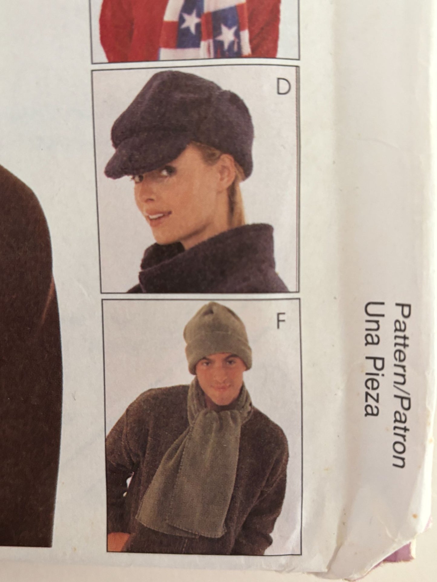 McCalls Sewing Pattern 9063 Winter Hats Scarf Neck Warmer Hood Dickie Skiing UC