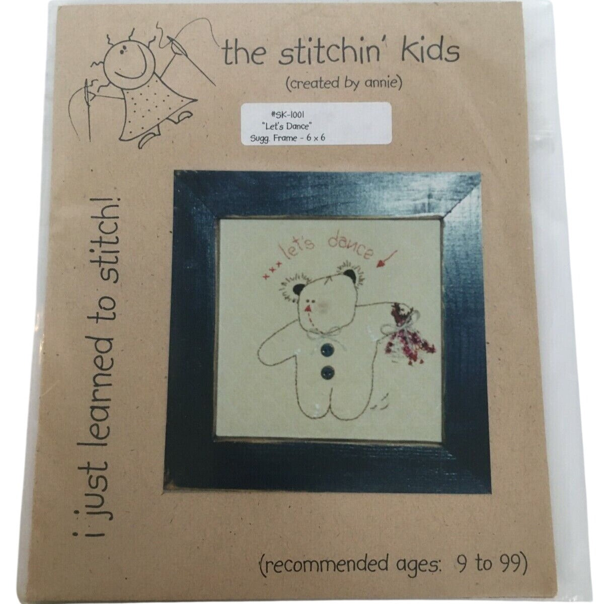The Stitchin Kids Embroidery Pattern Lets Dance Teddy Bear Beginner Nursery Deco