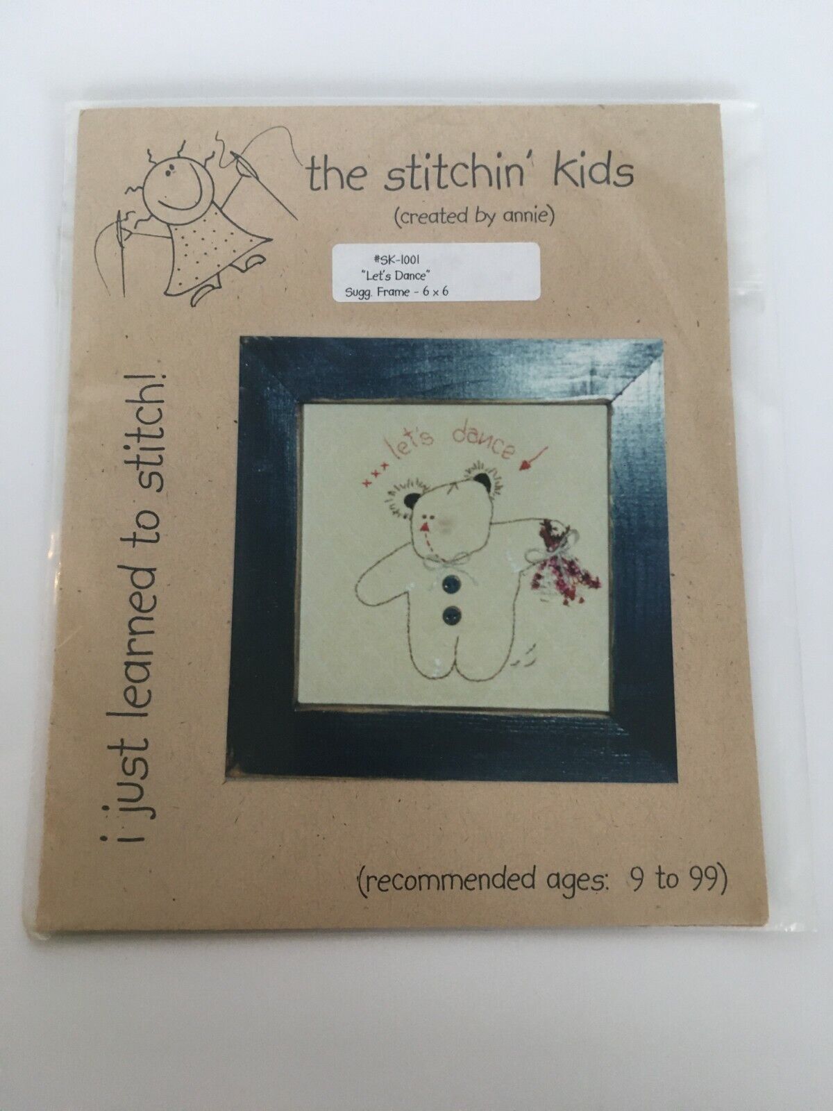 The Stitchin Kids Embroidery Pattern Lets Dance Teddy Bear Beginner Nursery Deco