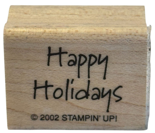 Stampin Up Rubber Stamp Happy Holidays Christmas Gift Tag Card Making Small Word