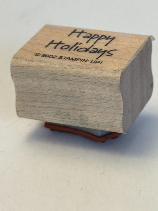 Stampin Up Rubber Stamp Happy Holidays Christmas Gift Tag Card Making Small Word