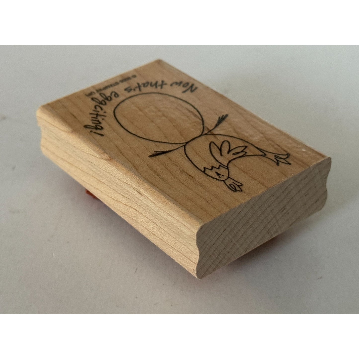 Stampin Up Wood Rubber Stamp Chicken Egg Pun Eggciting Exciting Cardmaking Words