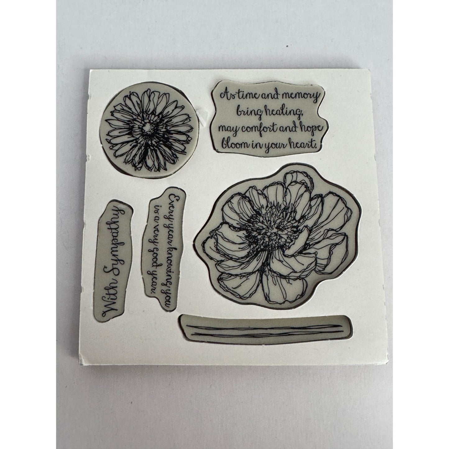Stampin Up Clear Mount Rubber Stamp Set of 6 Bloom With Hope Sympathy Sentiments