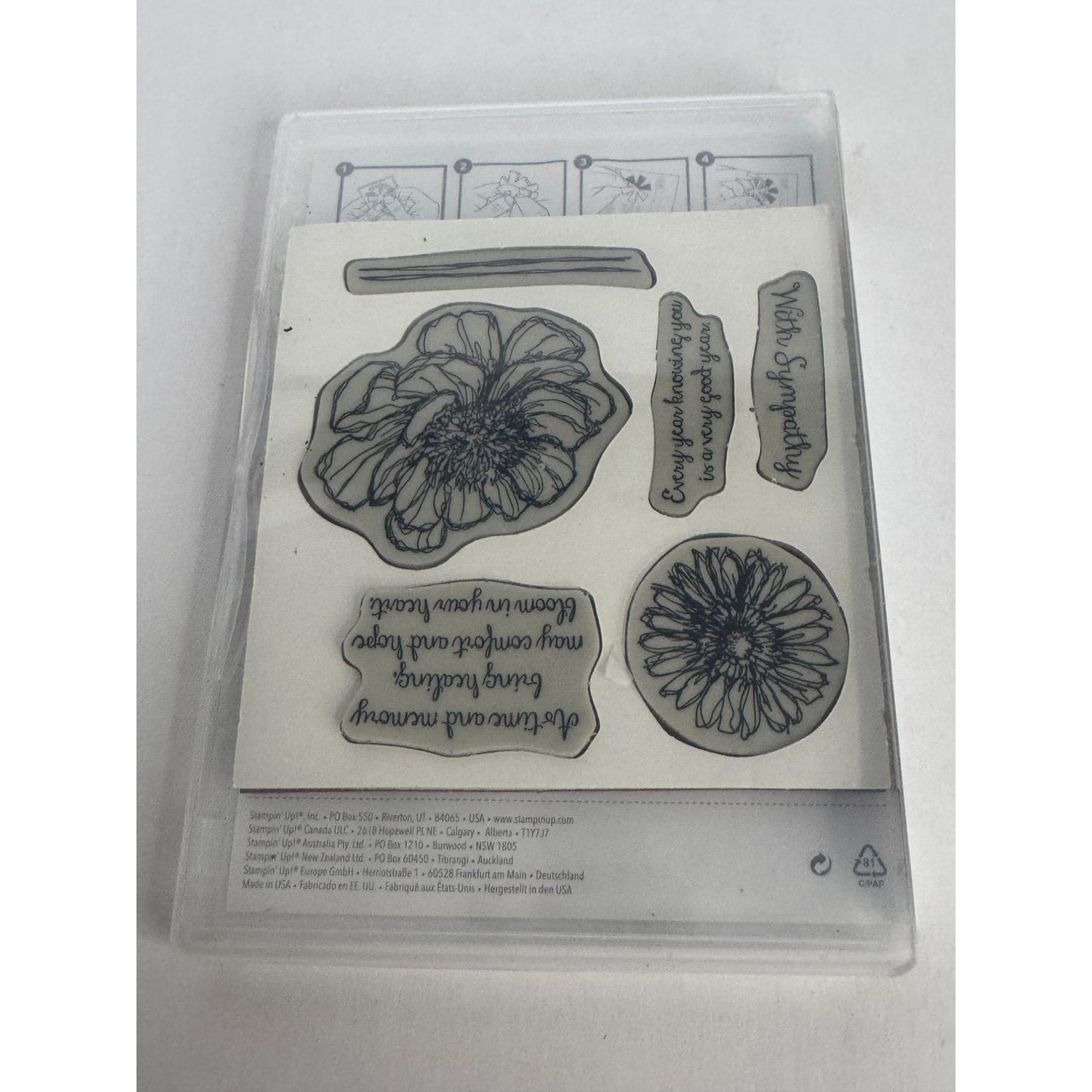Stampin Up Clear Mount Rubber Stamp Set of 6 Bloom With Hope Sympathy Sentiments