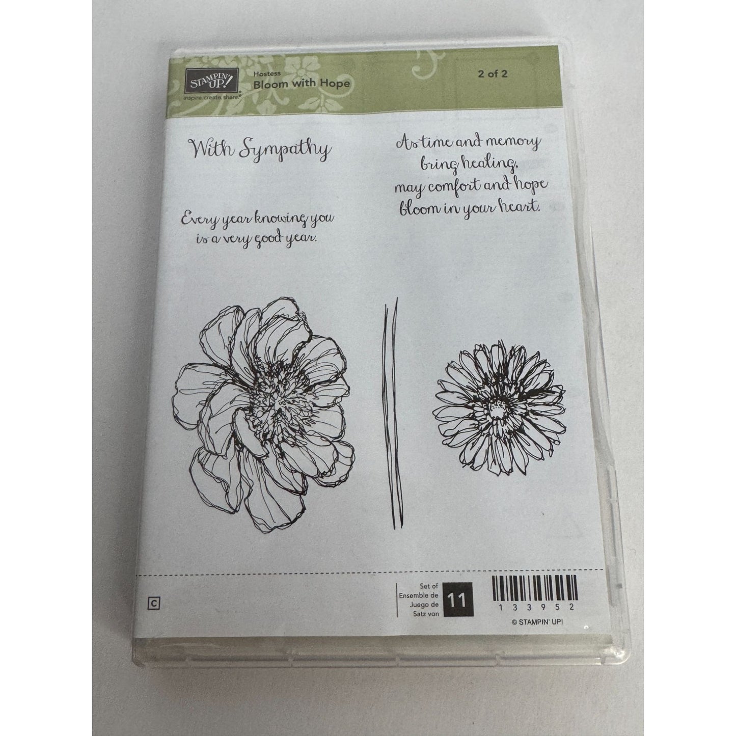 Stampin Up Clear Mount Rubber Stamp Set of 6 Bloom With Hope Sympathy Sentiments