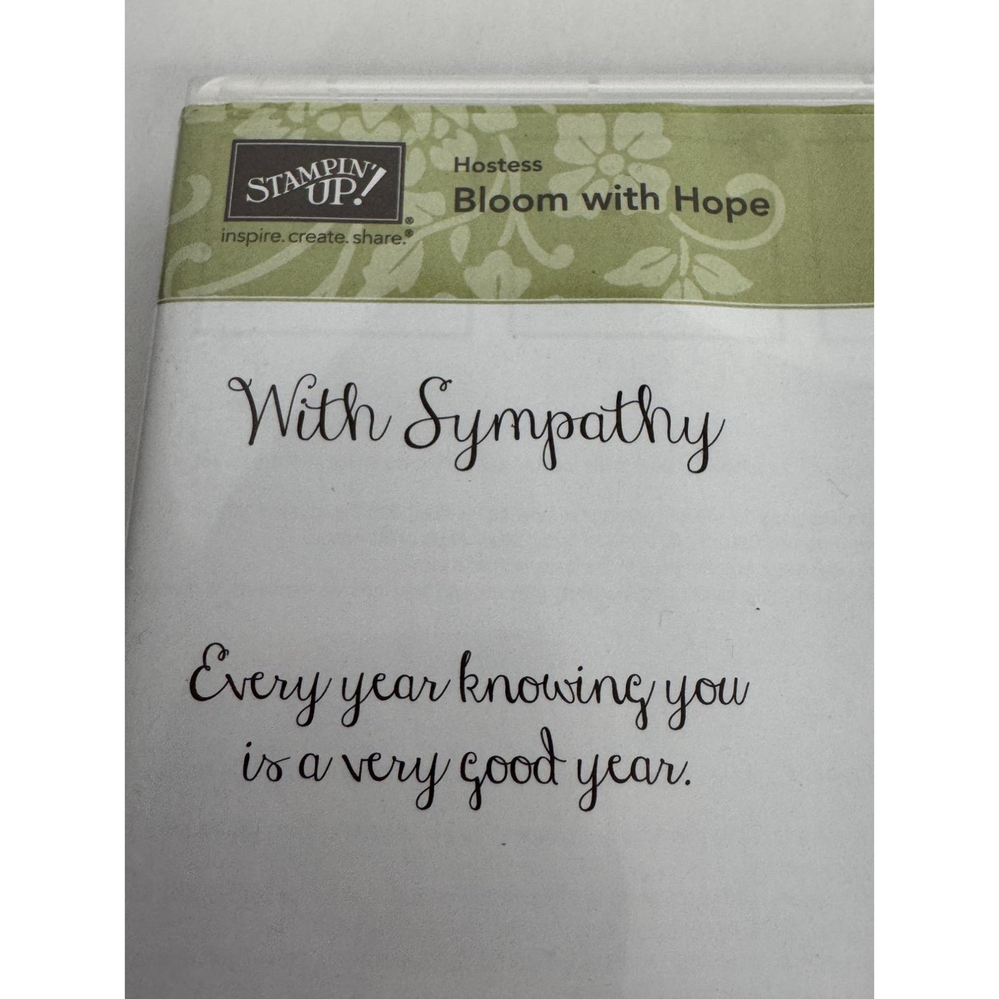 Stampin Up Clear Mount Rubber Stamp Set of 6 Bloom With Hope Sympathy Sentiments