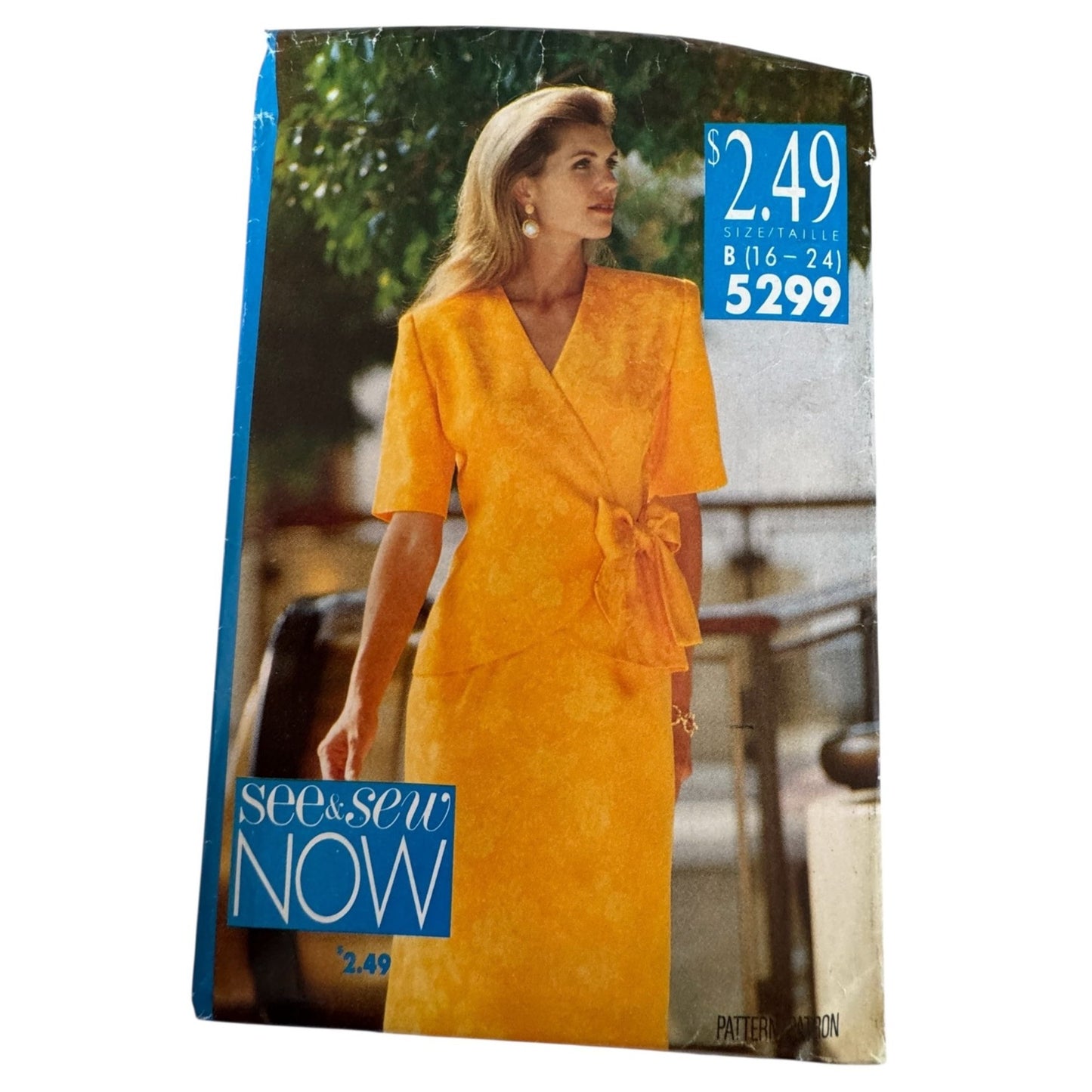 90s Wrap Top Skirt Sewing Pattern Butterick 5299 Vintage Suit Set 16-24 Uncut