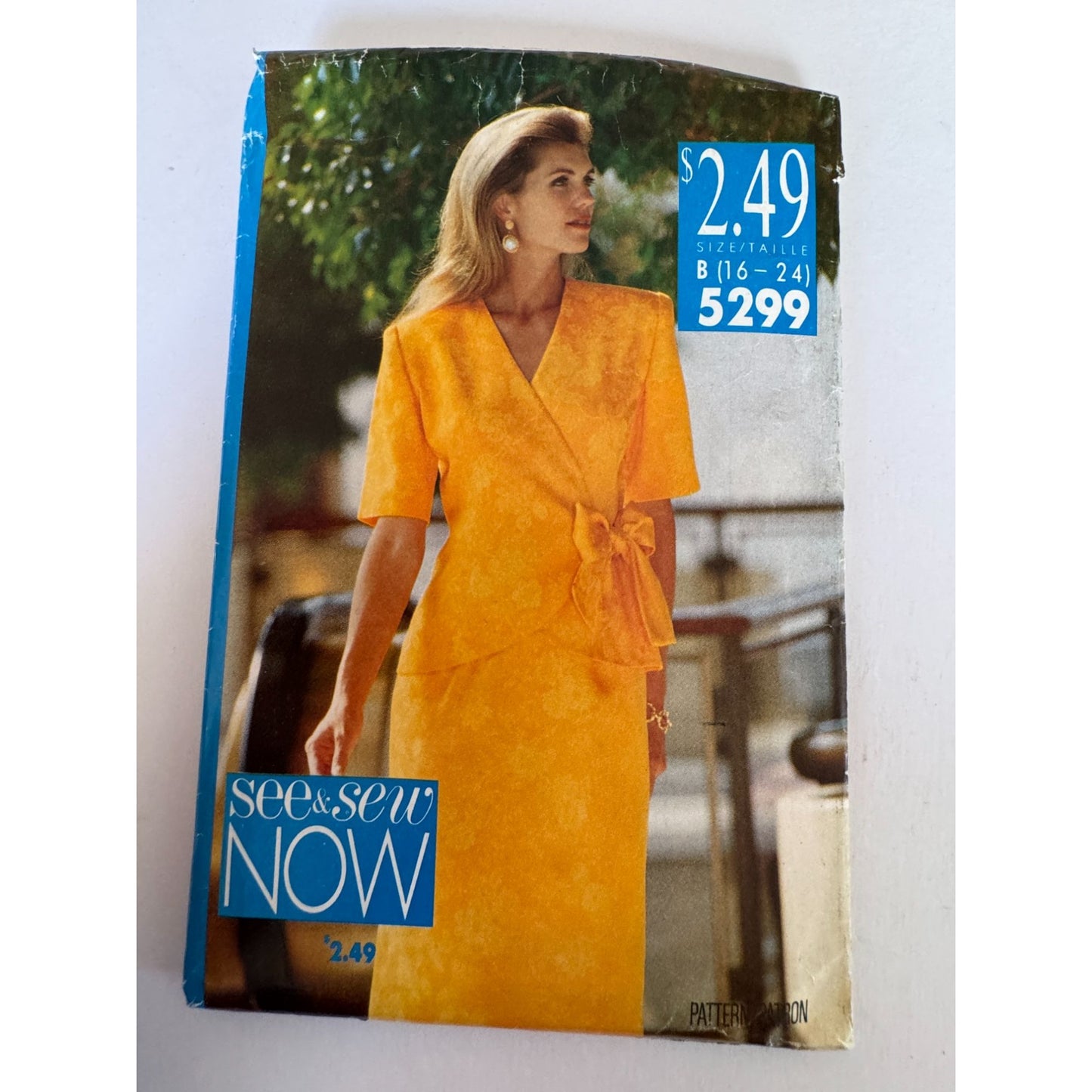 90s Wrap Top Skirt Sewing Pattern Butterick 5299 Vintage Suit Set 16-24 Uncut