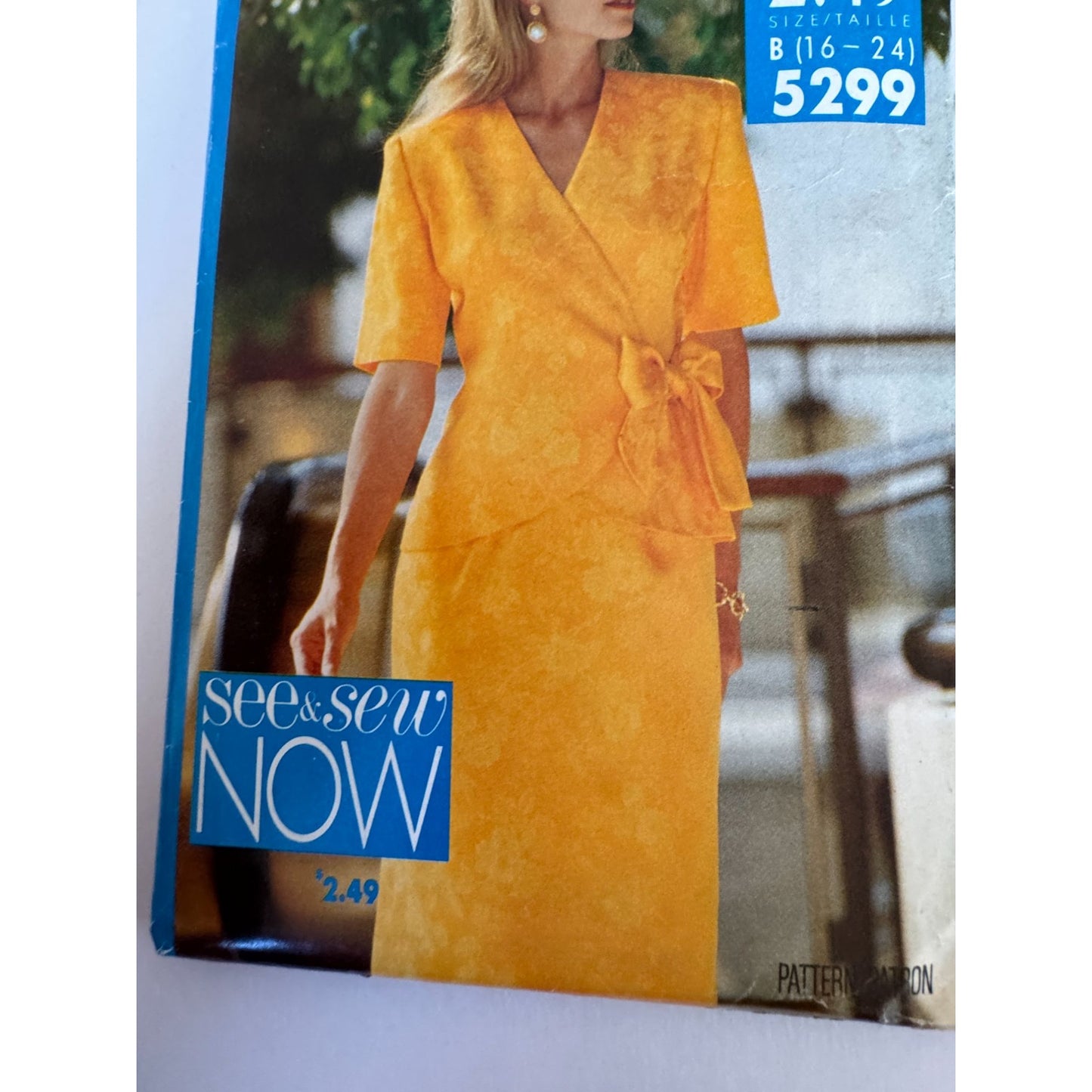 90s Wrap Top Skirt Sewing Pattern Butterick 5299 Vintage Suit Set 16-24 Uncut