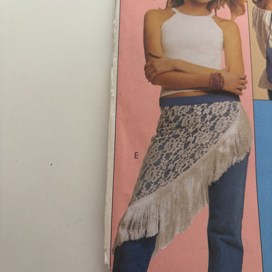 McCalls Sewing Pattern 4076 Fashion Accessories Hat Fringe Bag Hip Wrap Boho UC