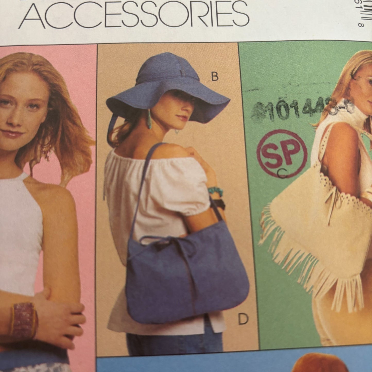McCalls Sewing Pattern 4076 Fashion Accessories Hat Fringe Bag Hip Wrap Boho UC
