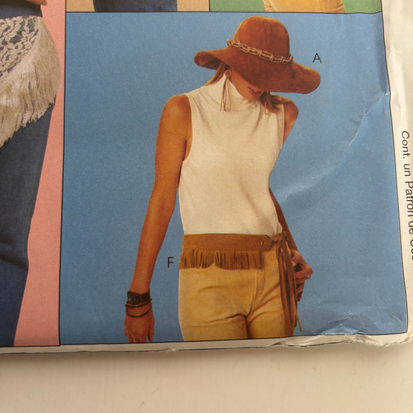 McCalls Sewing Pattern 4076 Fashion Accessories Hat Fringe Bag Hip Wrap Boho UC