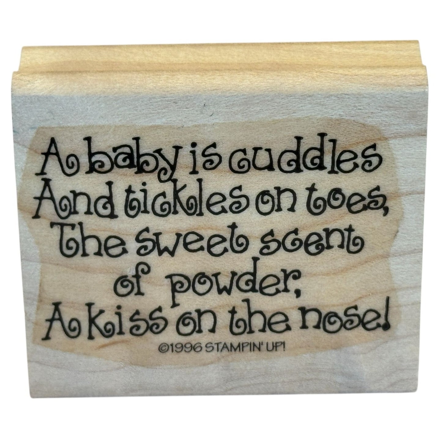 Stampin Up Rubber Stamp Baby Cuddles and Tickles Poem Kiss on Nose Card Making