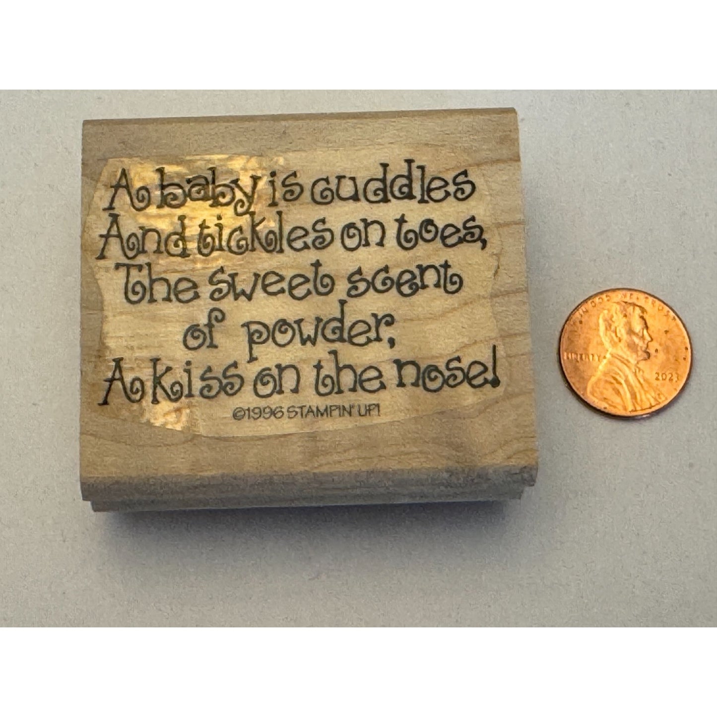 Stampin Up Rubber Stamp Baby Cuddles and Tickles Poem Kiss on Nose Card Making